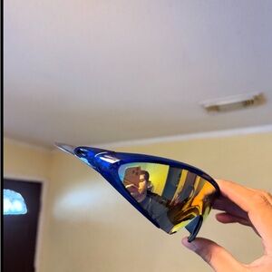 Sporty Blue Wrap Sunglasses with Mirrored Amber Lenses Oakley Oakleys